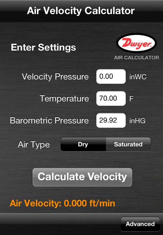 Dwyer Air Velocity and Flow Calculator