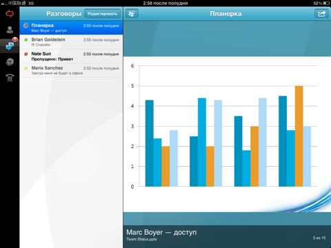 Скриншот из Microsoft Lync 2010 for iPad