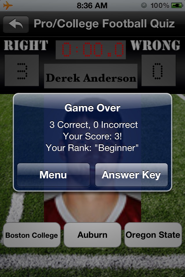 Football Player College Quiz screenshot 4