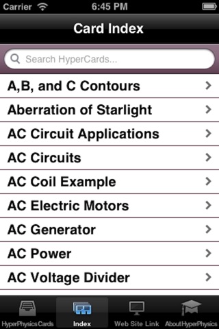 HyperPhysics screenshot 2