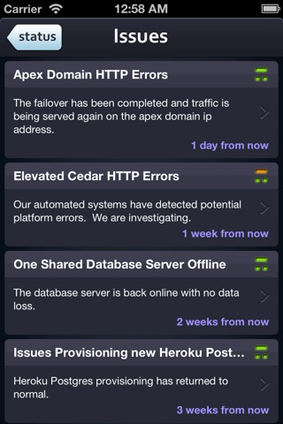 Status for Heroku screenshot 2