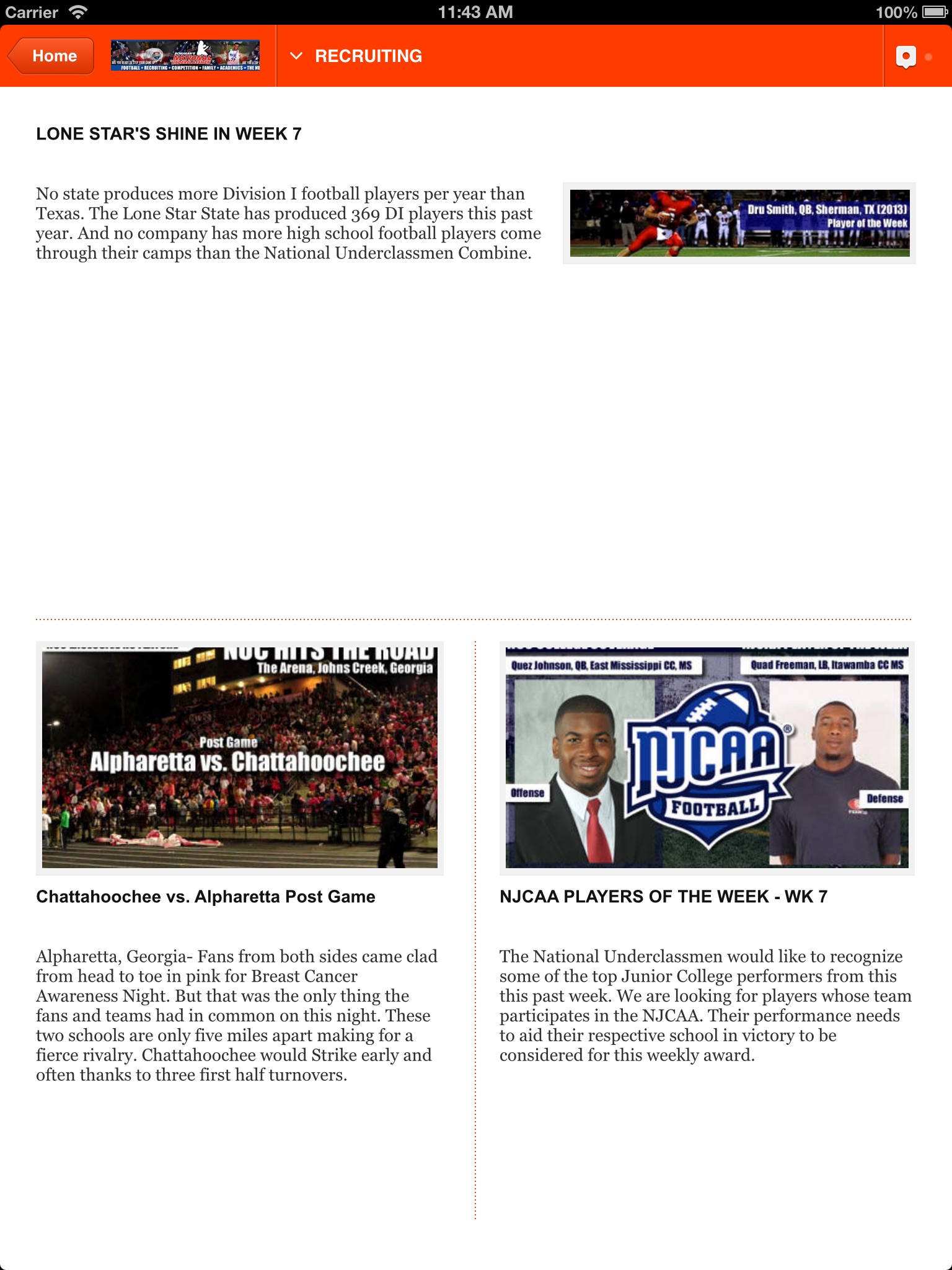 NationalUnderclassmen.com Football Recruiting Network for iPad screenshot 2