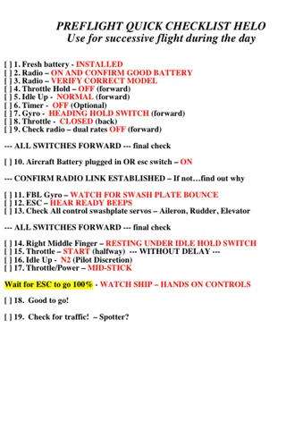 Radio Control Helicopter Safety Checklist for iPhone screenshot 3