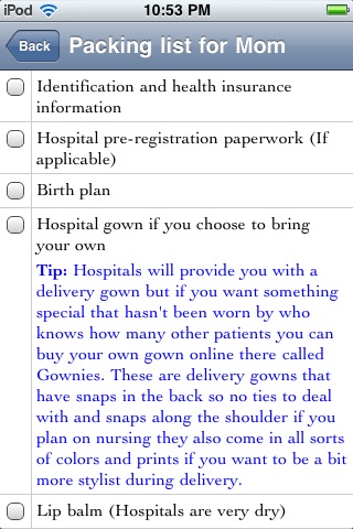 Pregnancy Hospital Delivery Packing List screenshot 3