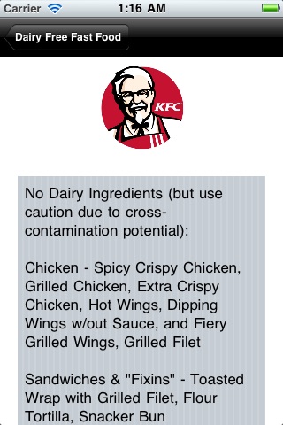 Dairy Free Fast Food screenshot 2