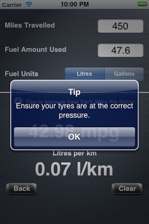 Fuel efficiency calculator screenshot-3