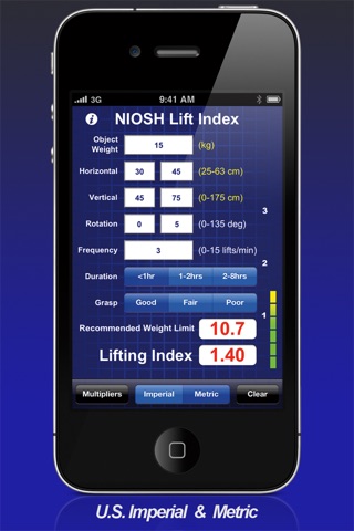 NIOSH Lift Index screenshot 2