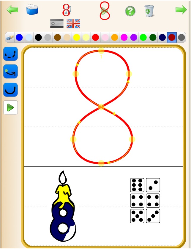 學寫數字從0到9的骰子學會計算和繪圖顏色的樂趣 - 在英語和西班牙語的聲音 -(圖5)-速報App