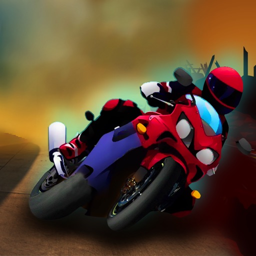 Old biker riding his motorcycle all night on the desert road - Free Edition iOS App