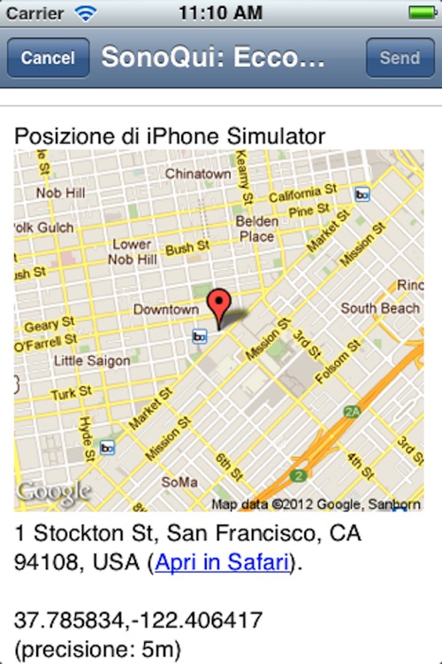 SonoQui - L'app per inviare la propria posizione e coordinate screenshot-3