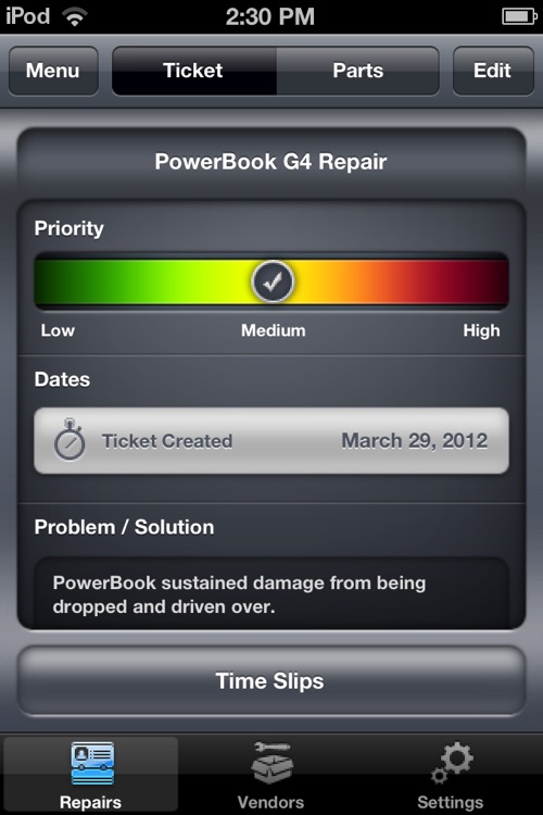 Repair Ticket