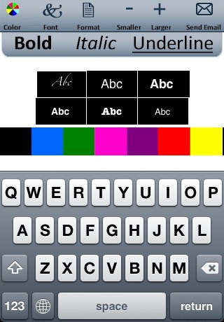 Email Text and Emoticons Editor (Colors, fonts, formats and sizes)