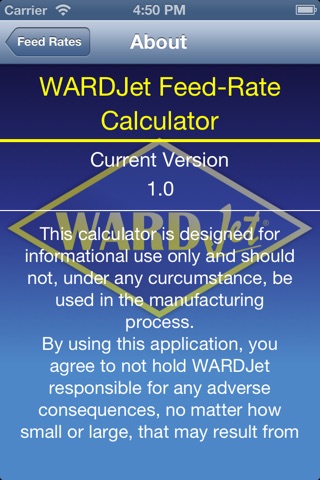 WARDJet Feed-Rate Calculator screenshot 3