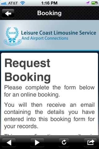 Leisure Coast Limousine screenshot 2