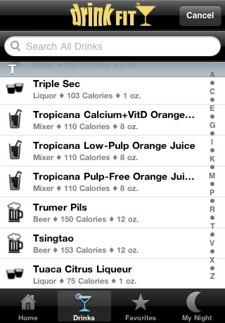 DrinkFit - Beer, Cocktail, Liquor & Wine Nutrition Facts
