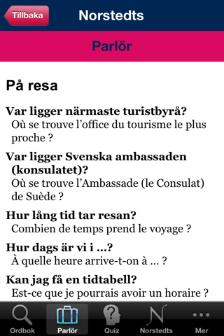 Norstedts stora franska ordbok screenshot 3