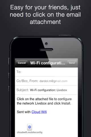 Cloud Wifi : save, sync with iCloud and share wifi keys by email, iMessage and bluetooth screenshot 4