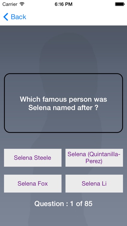 Quiz App - "Selena Gomez Edition"