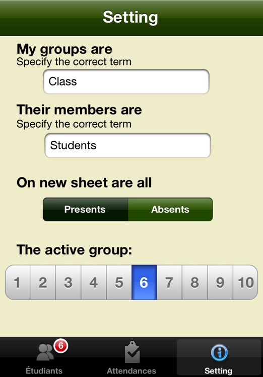 Attendance sheets