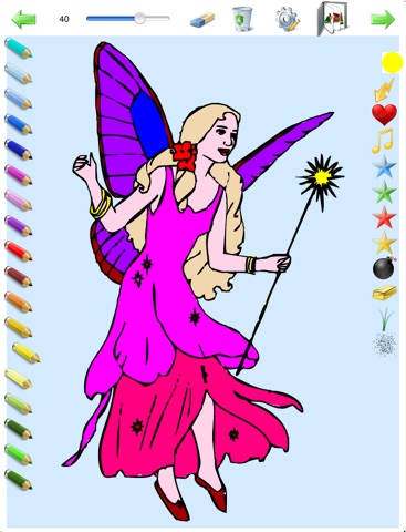 Livre de Coloriages pour les filles pour iPad avec des crayons de couleurs - 36 dessins à colorier avec des princesses, des fées, des chevaux et plus - HD screenshot 4