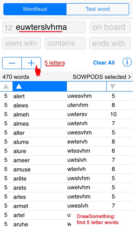 Words Finder Wordfeud/SOWPODS - find the best English words for Wordfeud, crossword and cryptogram screenshot-3