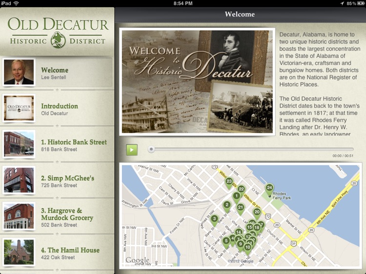 Old Decatur Historic Walking Tour for iPad - City of Decatur, AL