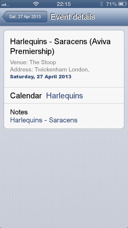 Fixtures for Aviva Premiership in your calendar screenshot-4