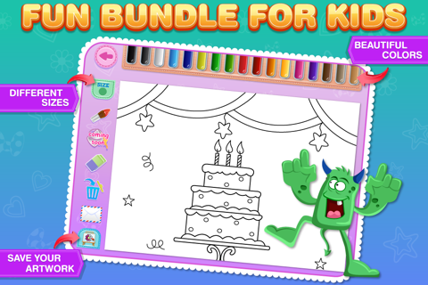 Coloring Bundle for Kids Free : Educational learning app with beautiful pages of Monsters, Pirates, Birthday and Fruits screenshot 2