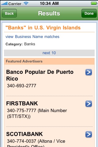 USVI Directory screenshot 2