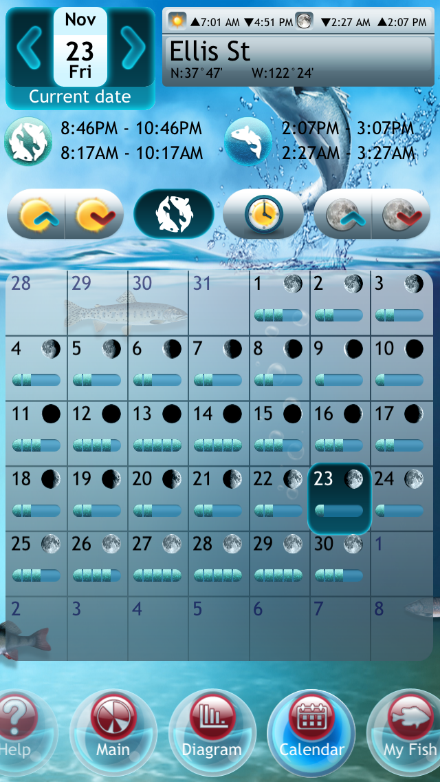 Fishing Deluxe Plus -- Best Fishing Times Calendar Screenshot 3