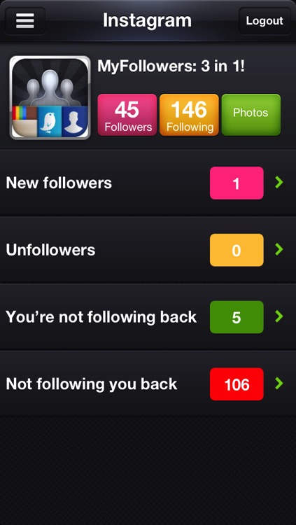 MyFollowers: 3 in 1! for Instagram, Twitter and Facebook