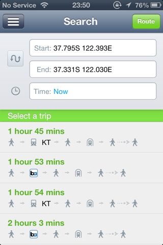 vTransit - USA public transit search screenshot 2