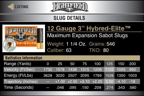 Lightfield Ammunition Ballistics Reference screenshot 4