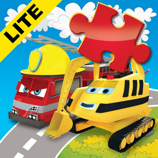 Happy Bernard's puzzles for kids. Urban vehicles and building machines. Lite