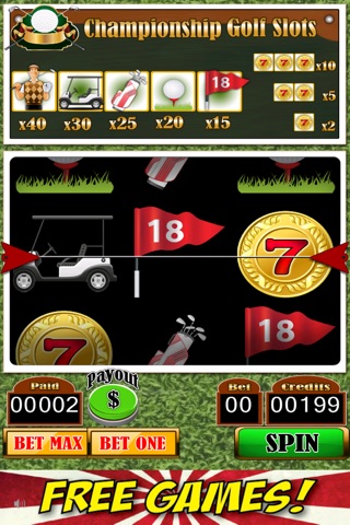 Championship Golf Slots - Free Slot Machine of Fun for the Golfer in Your House iPhone/iPad Edition screenshot 2