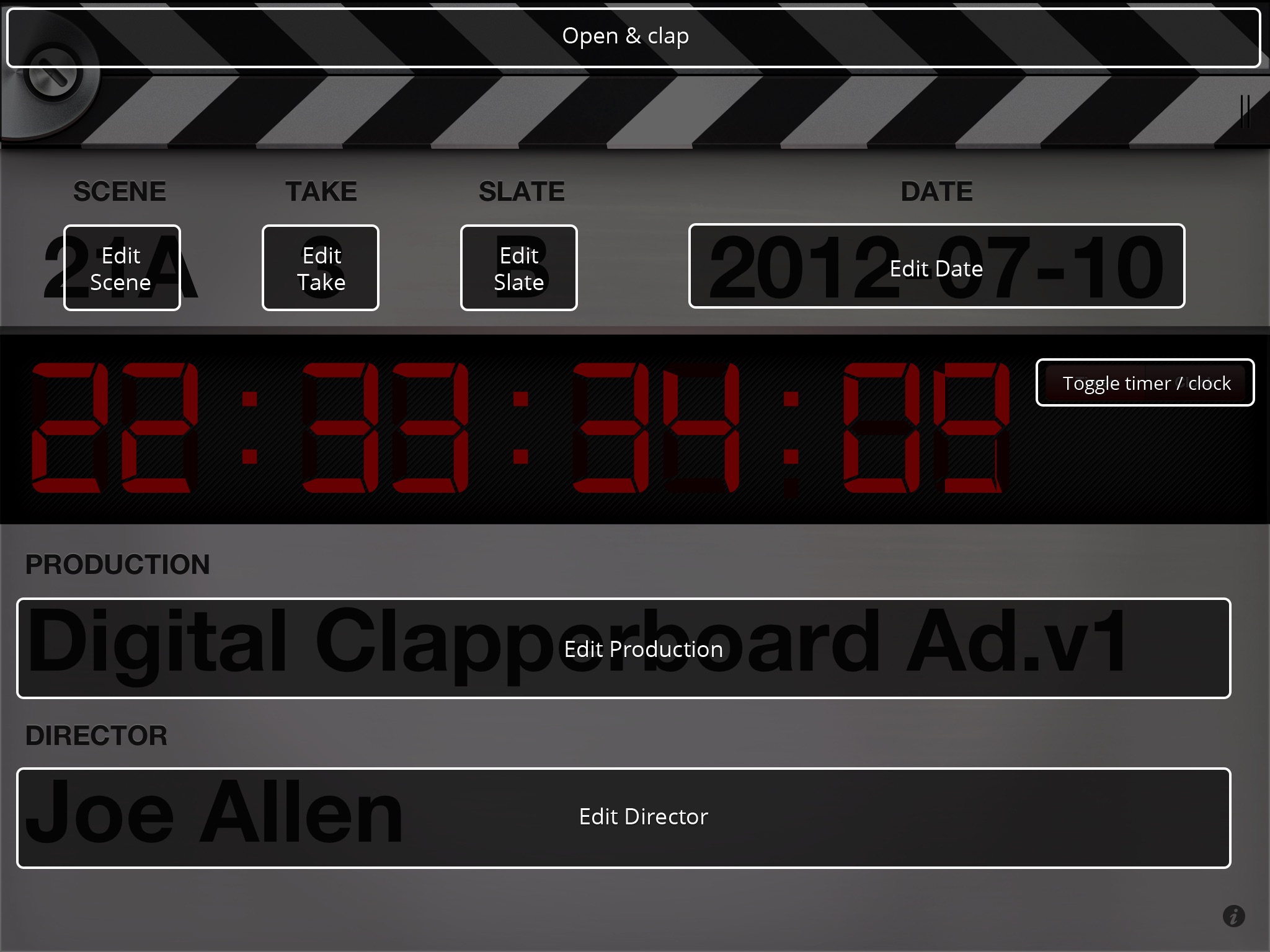 Digital Clapperboard - Timecode Sync and Video Slate screenshot 2