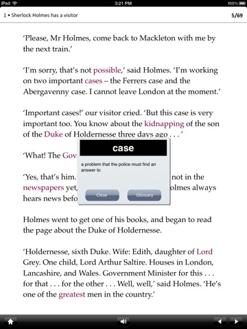 Sherlock Holmes and the Duke's Son: Stage 1 Reader (for iPad) screenshot 2