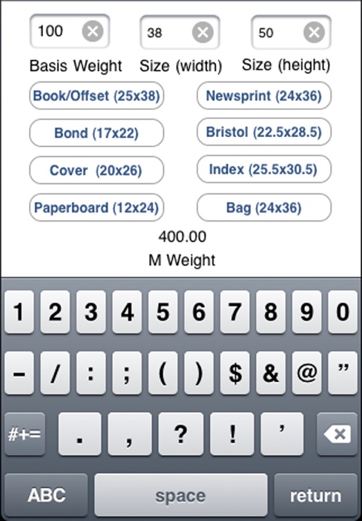 Spicers Basis Weight to MWeight Paper Calculator by Manfred Breede