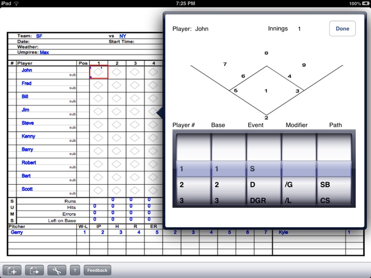 Baseball Score Sheet