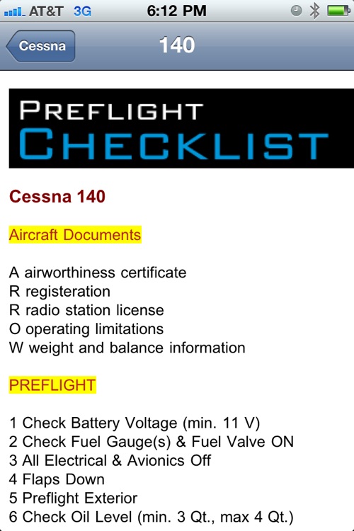 Cessna Checklist