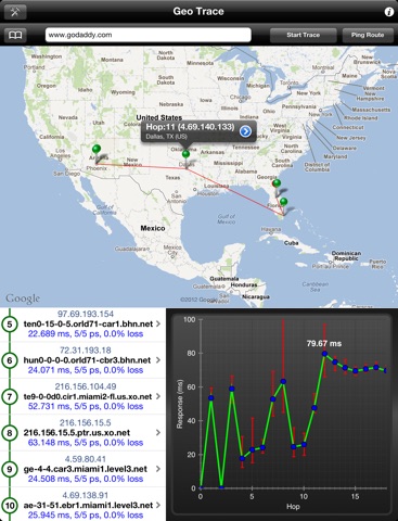 GeoTrace HD - Professional Trace Route, Ping Plotting and IP Location screenshot 2