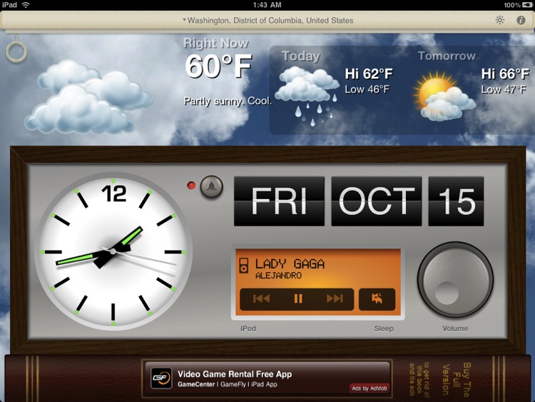 Alarm Clock & Weather HD (Free) - Digital Night Stand for iPad