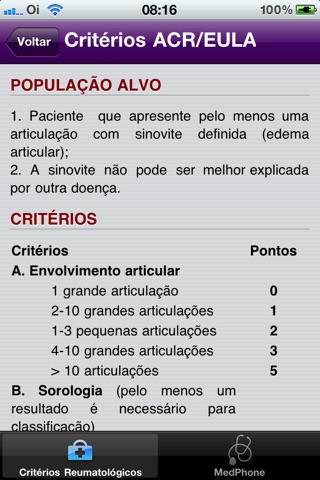 Critérios Reumatologia screenshot 4