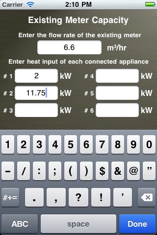 Gas Capacity Pipe Size Calc screenshot 2