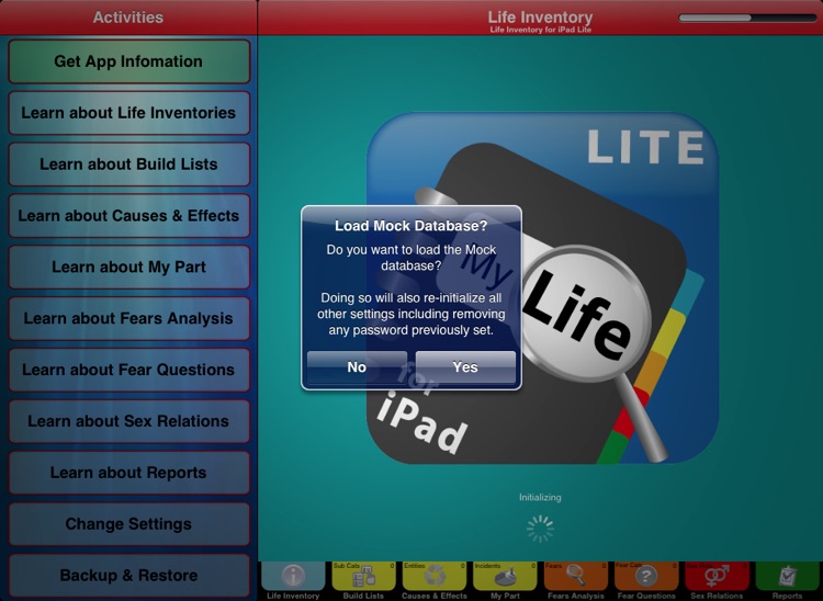 Life Inventory for iPad Lite with optional Mock da