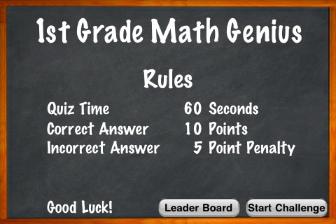 1st Grade Math Genius Challenge - Flash Cards Quiz Game For Kids screenshot 4