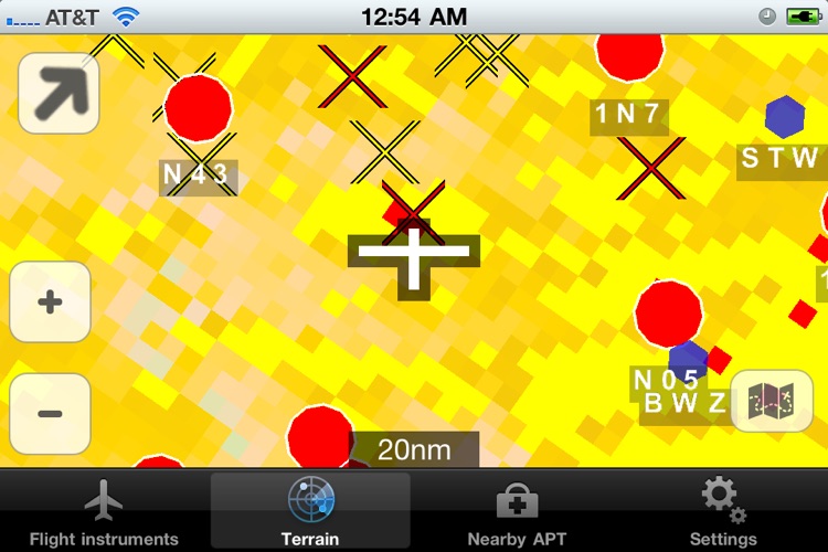 InFlight - attitude, flight instruments, terrain, obstacles and airports on a glass cockpit display with moving map