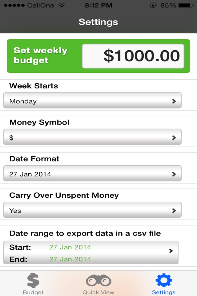 Weekly Budget screenshot 2