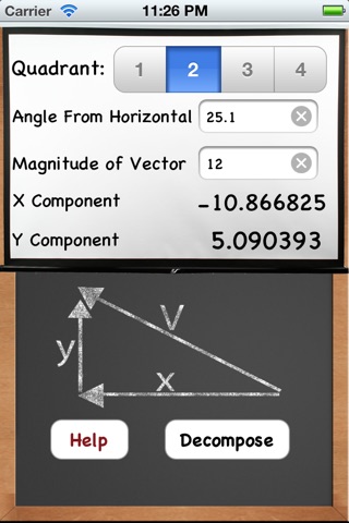 Physics Vector Decomposer and x + y Component Calculator screenshot 2