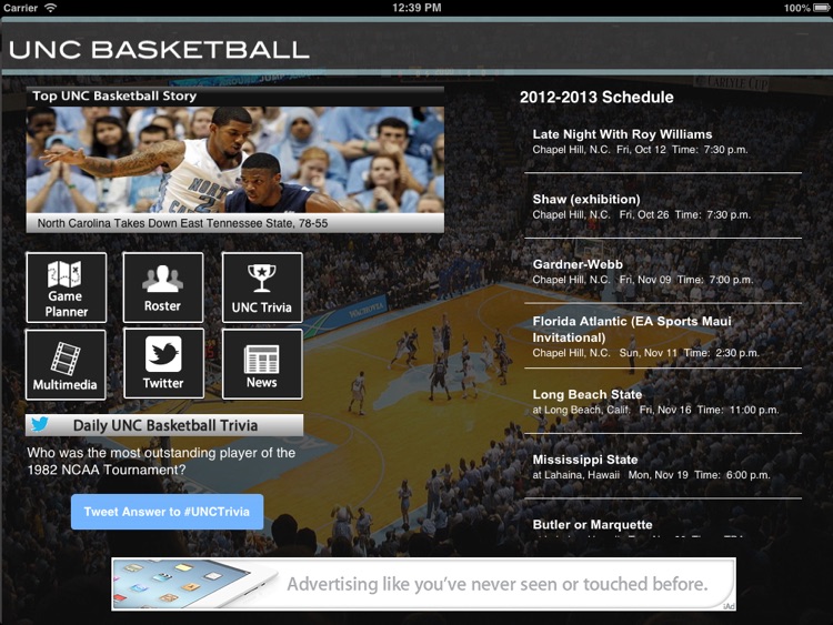 UNC Hoops Fan for iPad